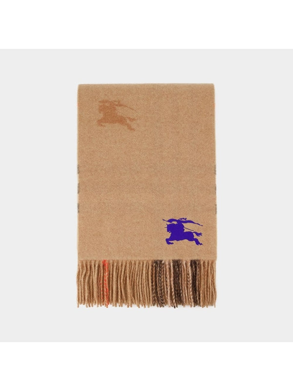 Check Cashmere Fringe Muffler