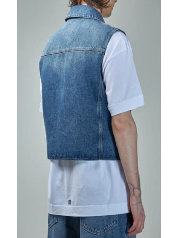 Logo Snap Button Denim Vest