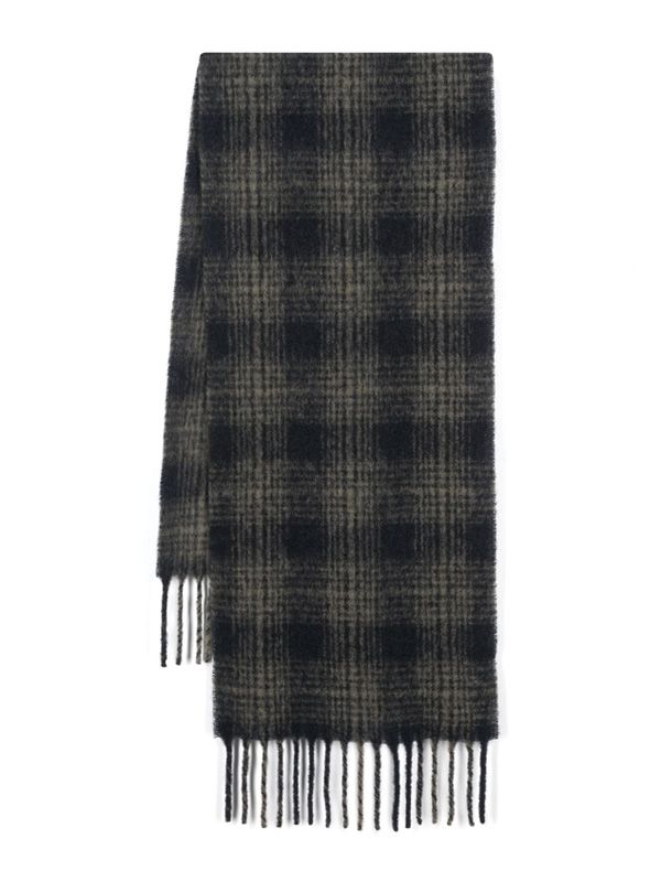 Check Pattern Fringe Alpaca Muffler