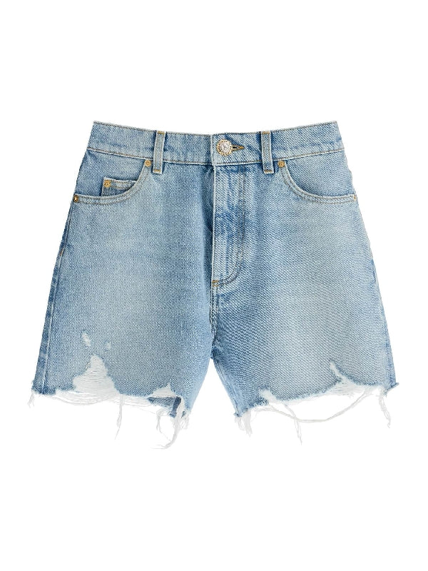 Back Logo Distressed Denim Shorts - Jente