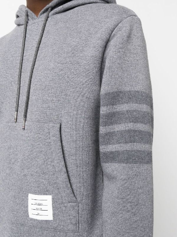 Diagonal Bar Wool Hoodie Knit