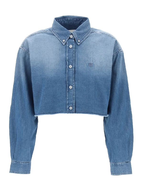 4g Logo Embroidered Cotton Denim Shirt - Jente