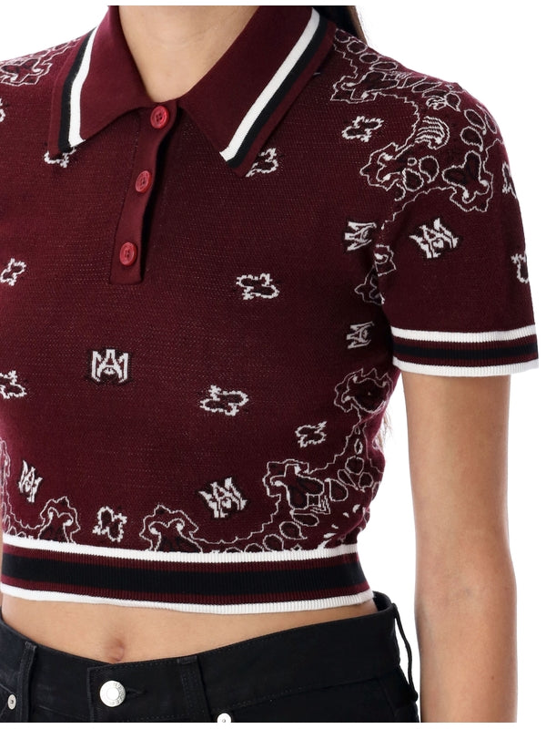 Bandana Crop Knit Polo Shirt