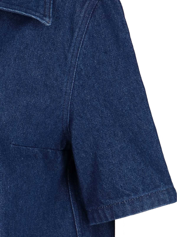 Pocket Detail Zip-Up Denim Dress