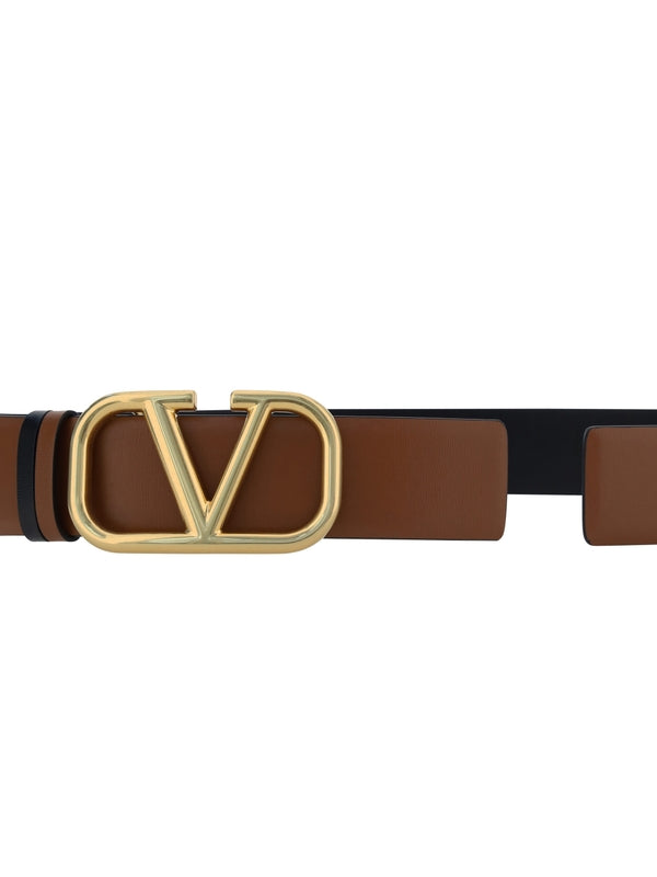 V Logo Reversible Leather Belt