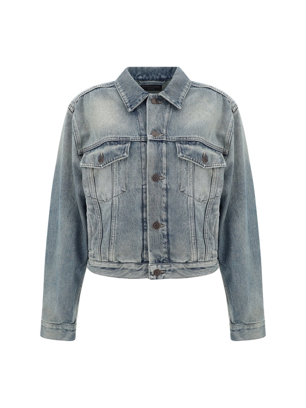 Back Rhinestone Logo Denim Jacket