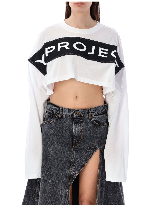 Y/PROJECT - Logo Detail Cropped Long Sleeve Top - Jente