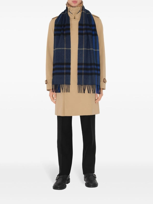 Check Fringe Cashmere Scarf