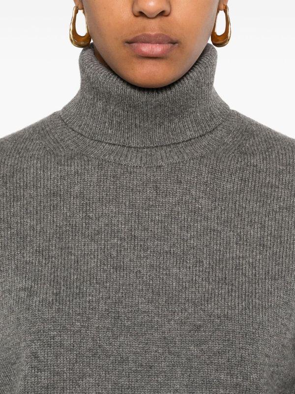 High Neck Rib Cashmere Knit
