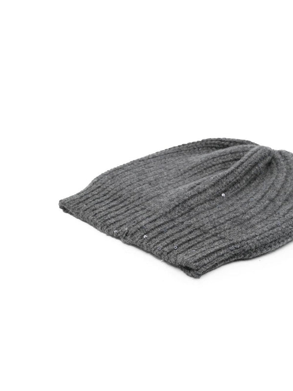 Sequin Embellished Cashmere
  Silk Beanie