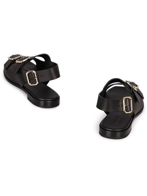 Multi Strap Leather Flat Sandals