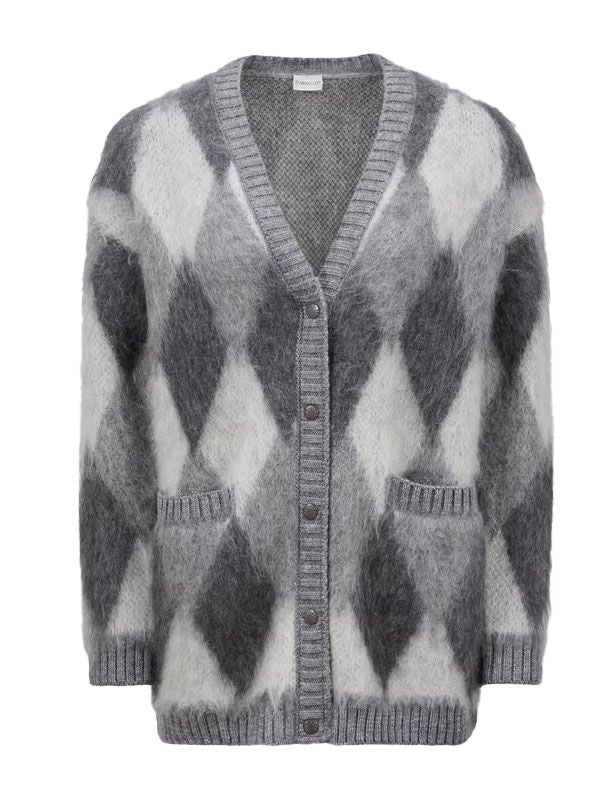 Argyle Pattern Wool Mohair Cardigan