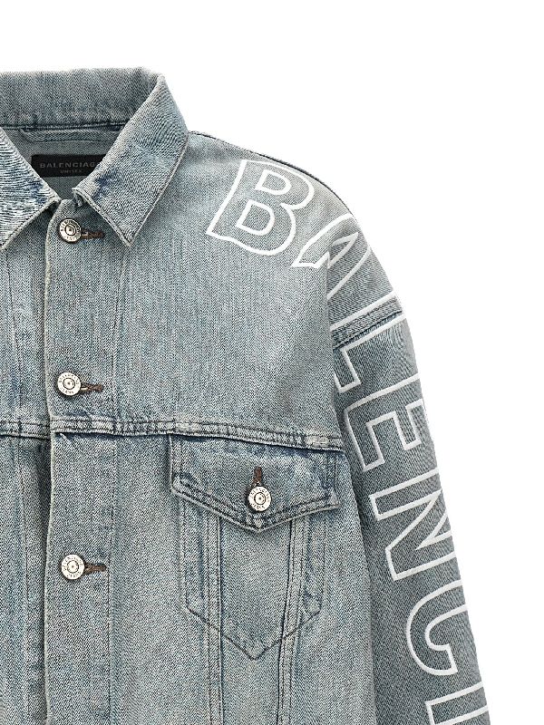Logo Sleeve Trucker Denim Jacket