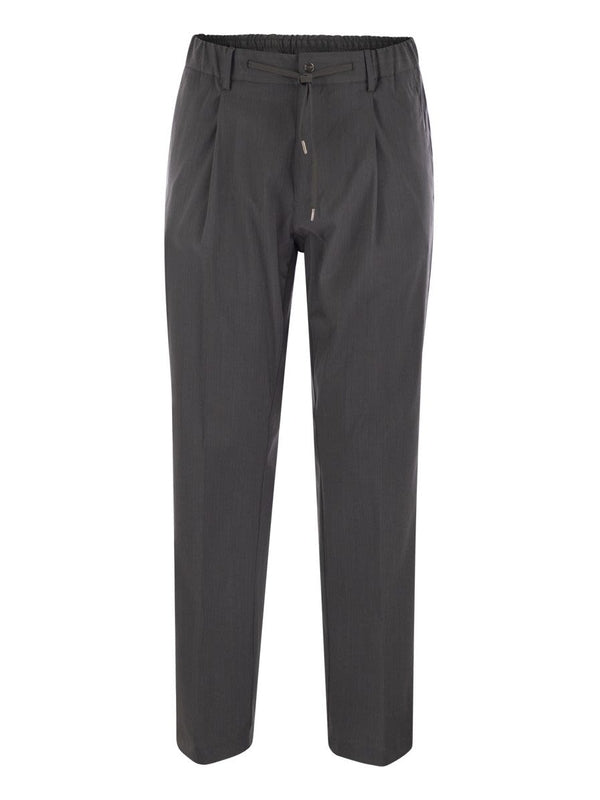 Pintuck Detail Drawstring Wool Blend Pants