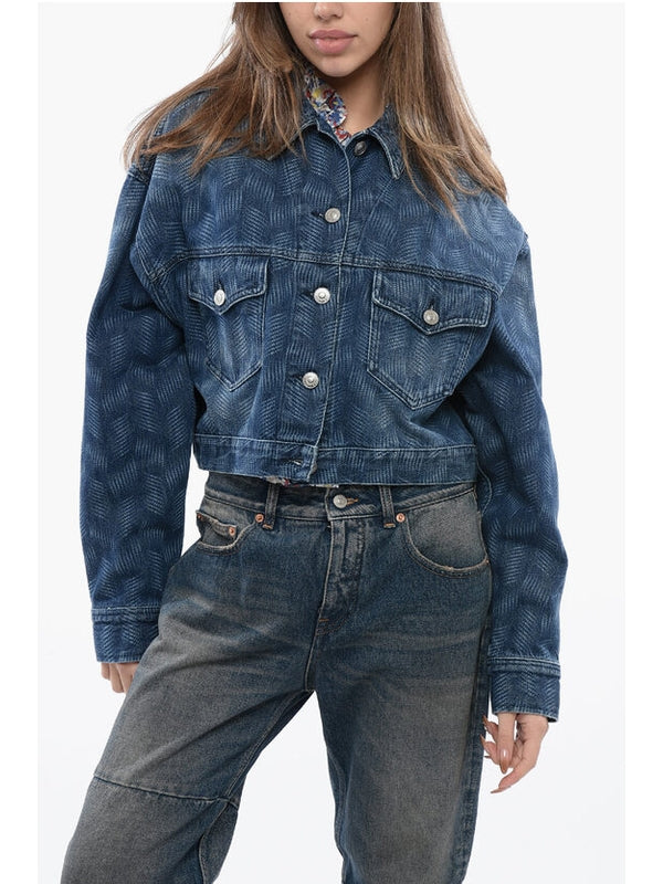 All-Over Printed Cotton Denim Jacket