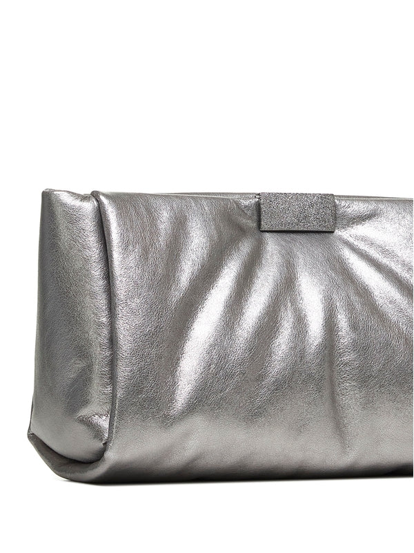 Silver Monili Embellished Clutch Bag