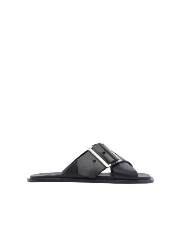 Petal Buckle Leather Sandals
