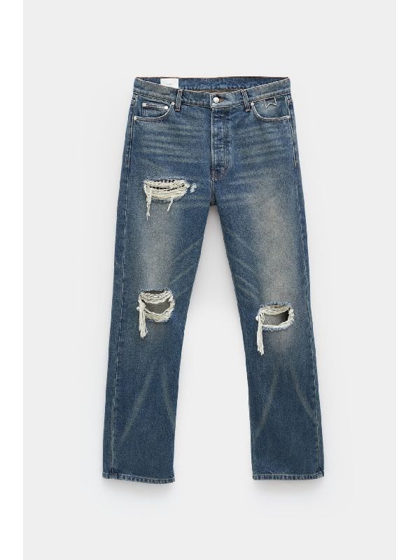 Distressed Straight Denim Pants