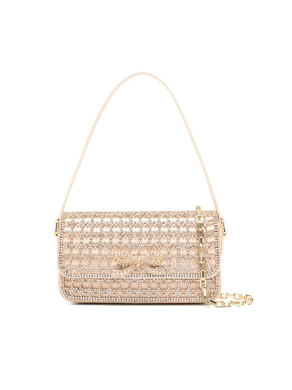 Bow Decoration Crystal
  Baguette Shoulder Bag