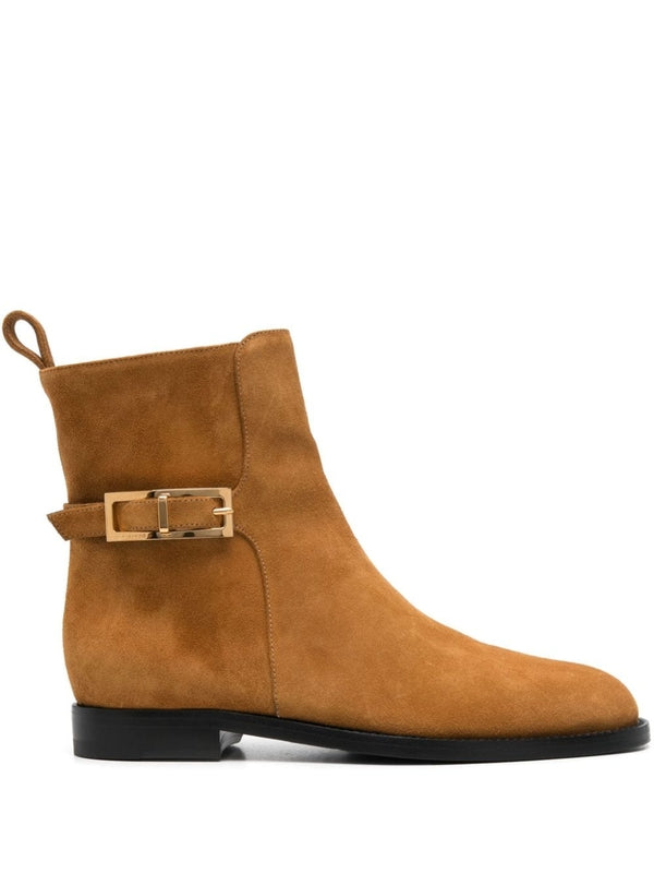 Buckle Detail Suede Ankle Boots