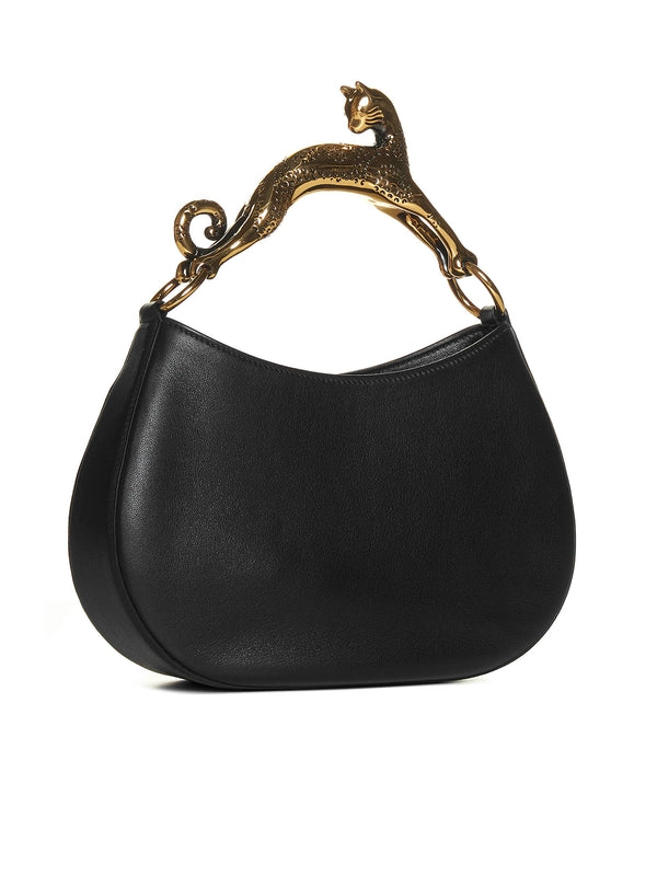 Cat Top-handle Leather Tote Bag