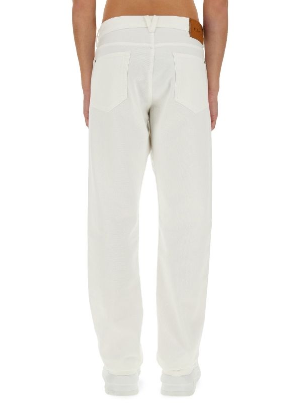 White Logo Patch Denim Pants