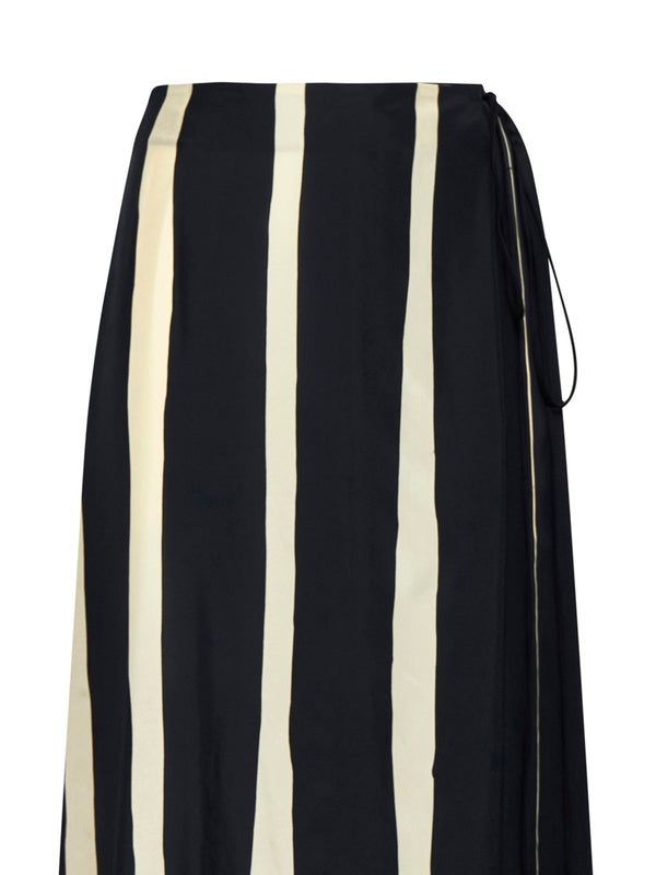 Striped Wrap Long Skirt