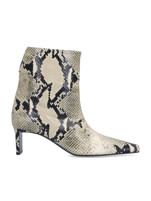 Python Effect Leather Ankle Boots