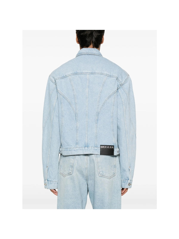 Back Logo Patch Cotton Denim Trucker Jacket