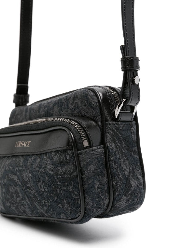 Baroque Printing Zipper Pocket Crossbody Bag