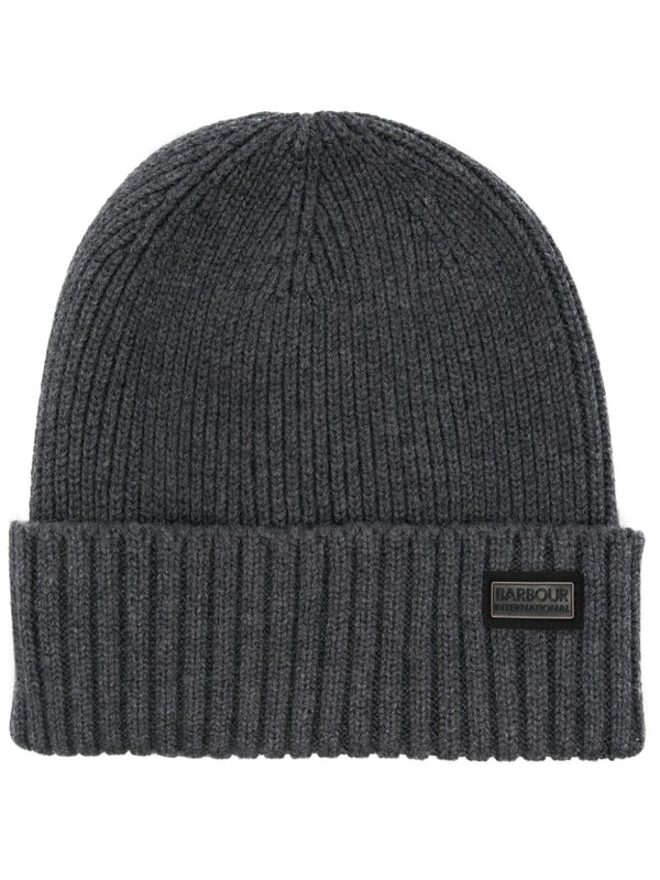 Logo Patch Ribbed Wool Blend Beanie