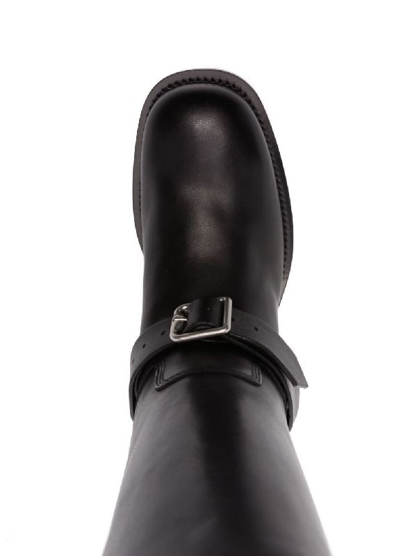 Leather Buckle Harness Calfskin Boots