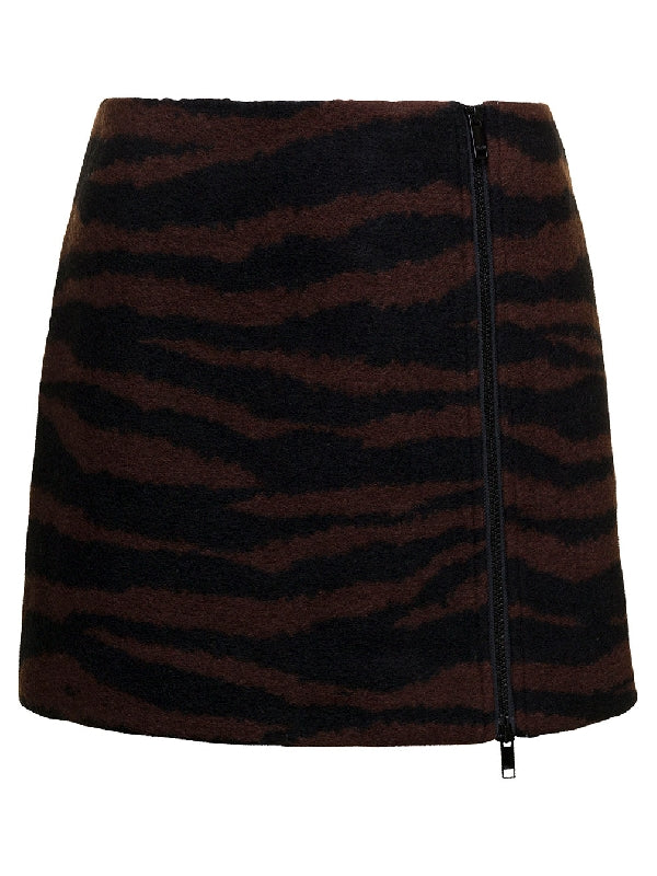 Animal Print Wool Jacquard Skirt