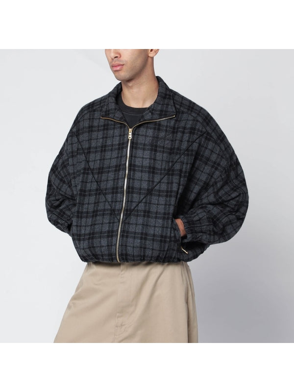 Willy Chavarria Grey Checked Bomber