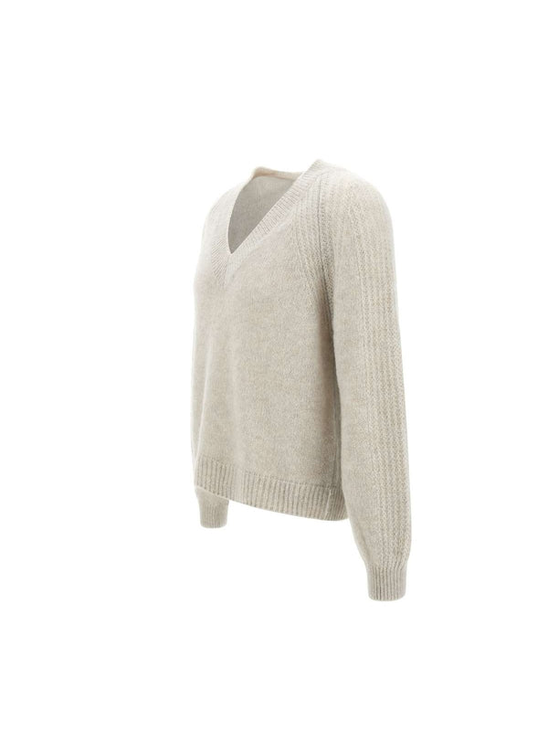 V-Neck Nylon Alpaca Wool Knit