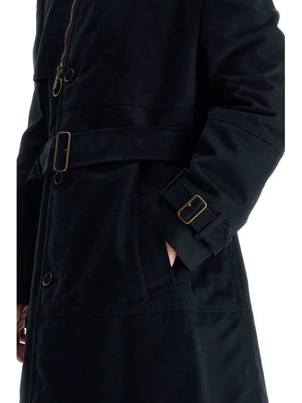 Zipper Detail Belt Trench Coat