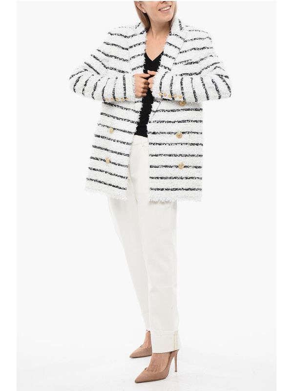 Stripe Double-breasted Tailored Jacket