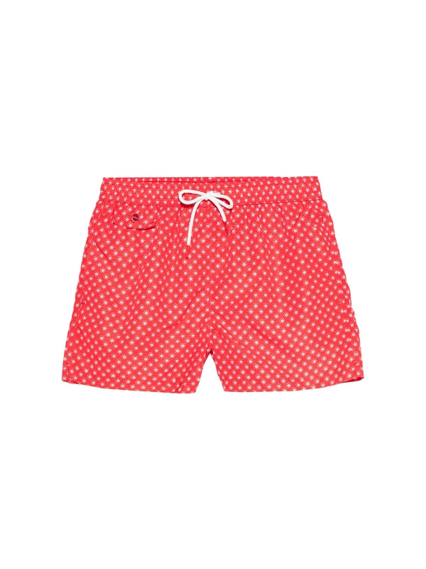 Drawstring Allover Pattern Swim Shorts