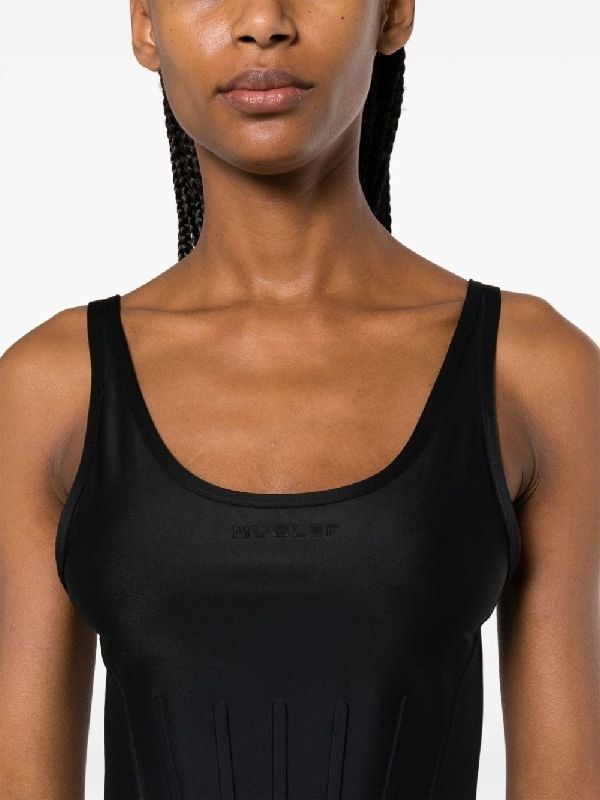 Black Corset Detail Tank Top