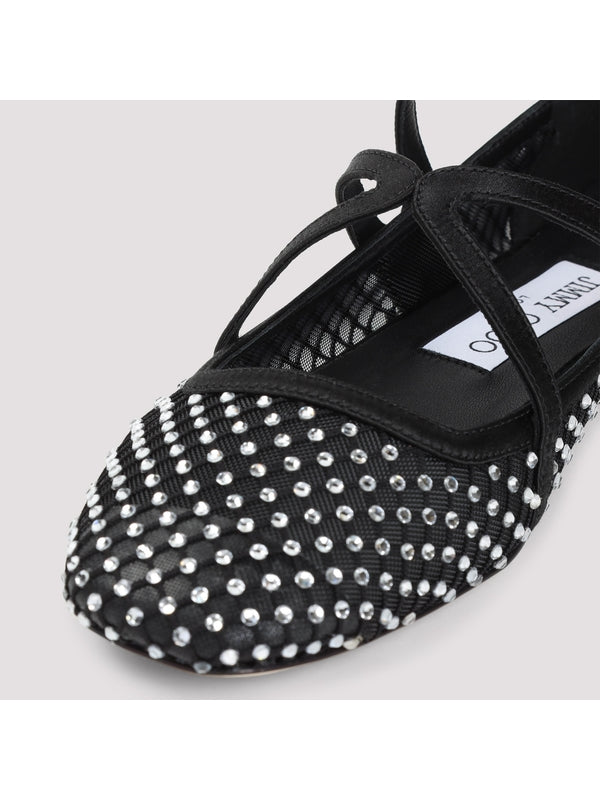 Astoria Crystal Strap Mesh Flat Shoes