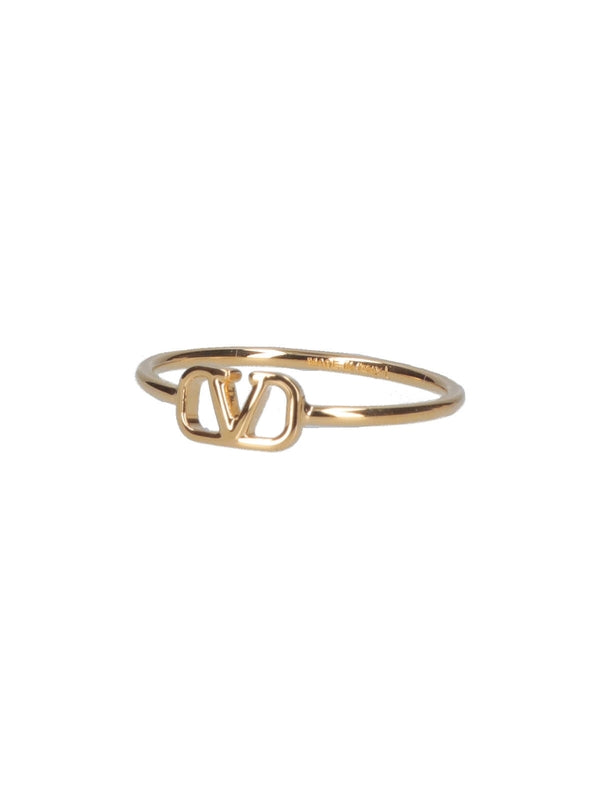 V Logo Goldtone Ring