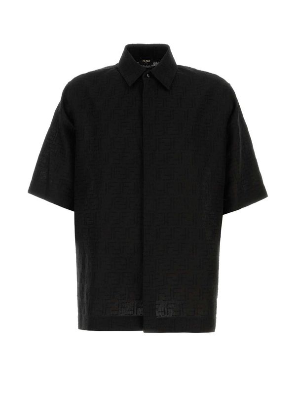 FF Logo Jacquard Linen Short Sleeve Shirt