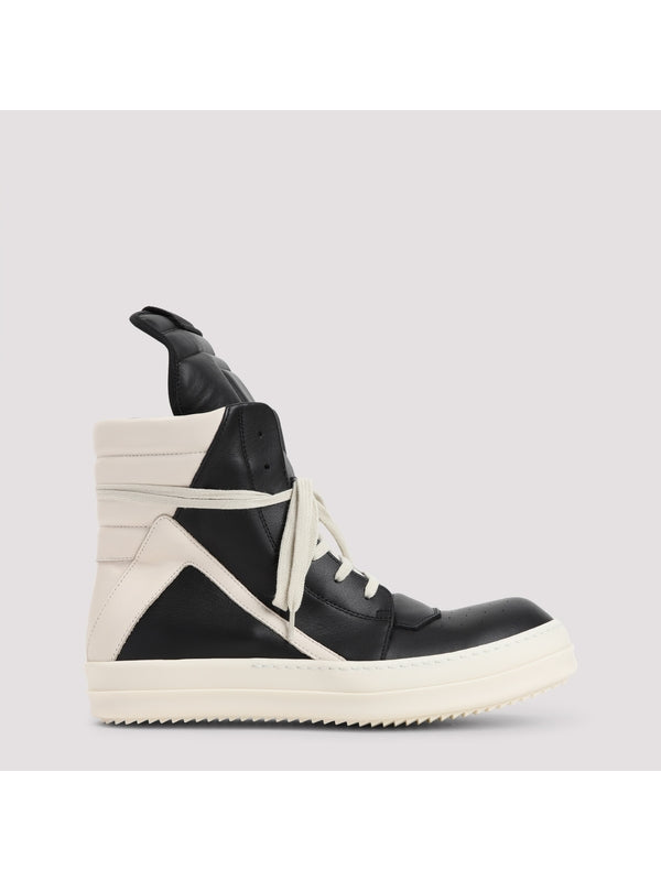 Zipper Detail Leather High Top Sneakers