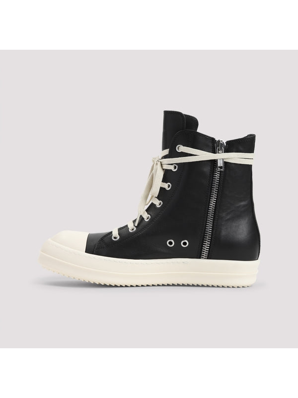 Zipper Detail Leather High Top Sneakers