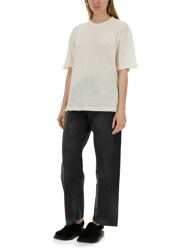 White Cotton Linen Short-sleeve T-shirt