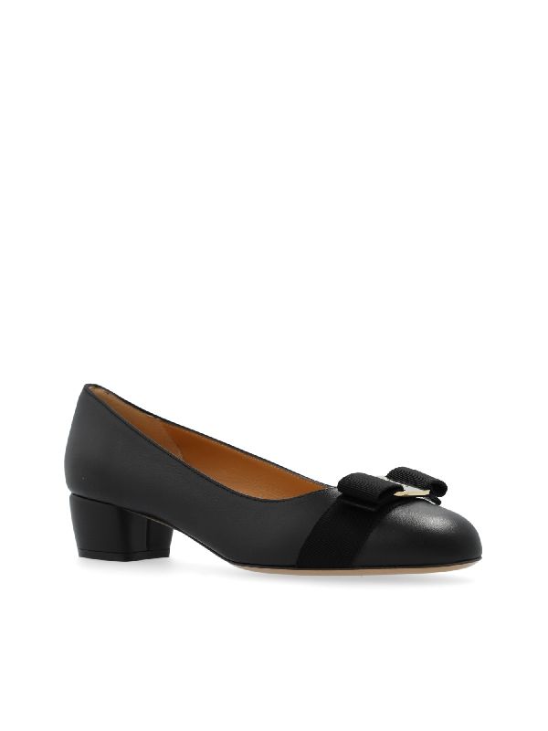 Bara Bow Leather Pumps Heel