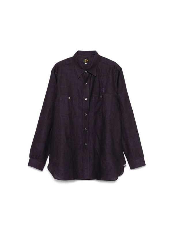 Butterfly Logo Embroidery Linen Denim Shirt