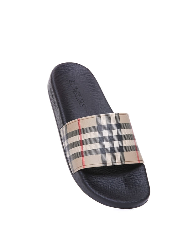 Burberry Black Beige Slides