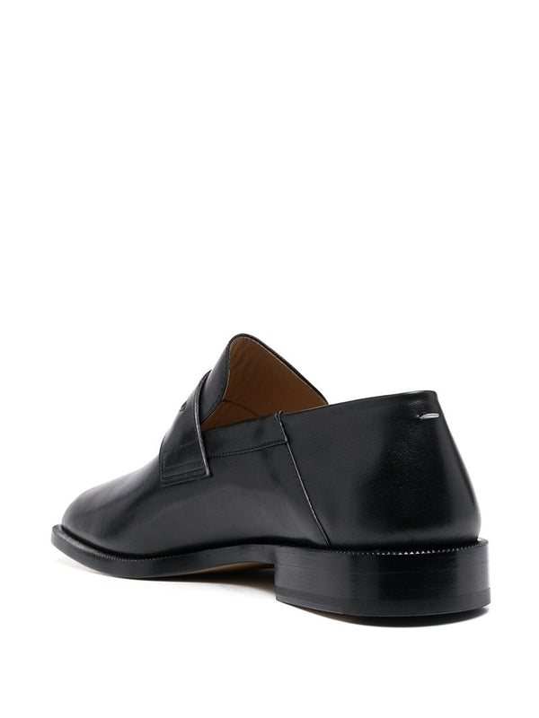 Black Leather Penny Tabi Loafers