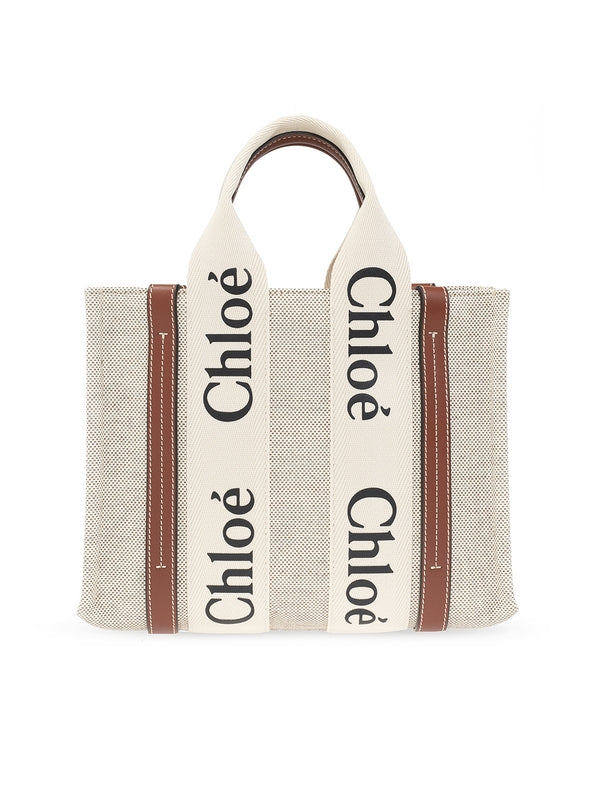 Woody Logo Canvas Small Tote
  Bag